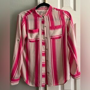 Pink and White Striped Shirt